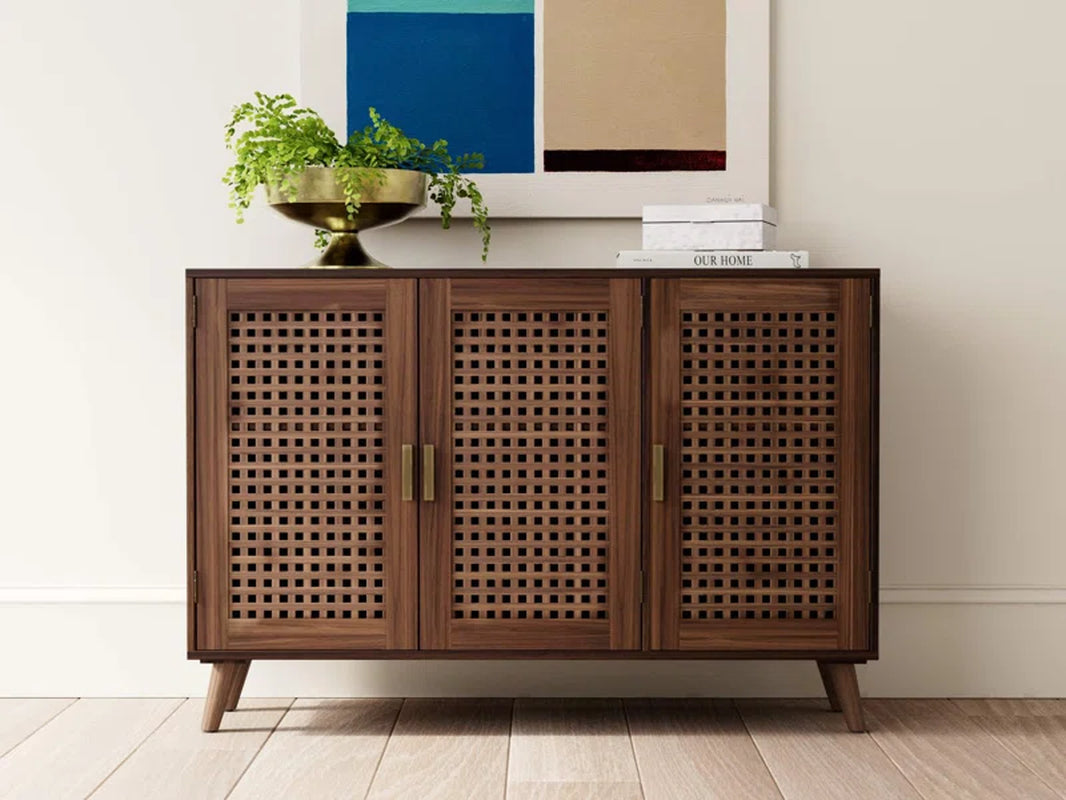 Aulbrey 44 Inch Wide Lattice Doors Sideboard With Storage