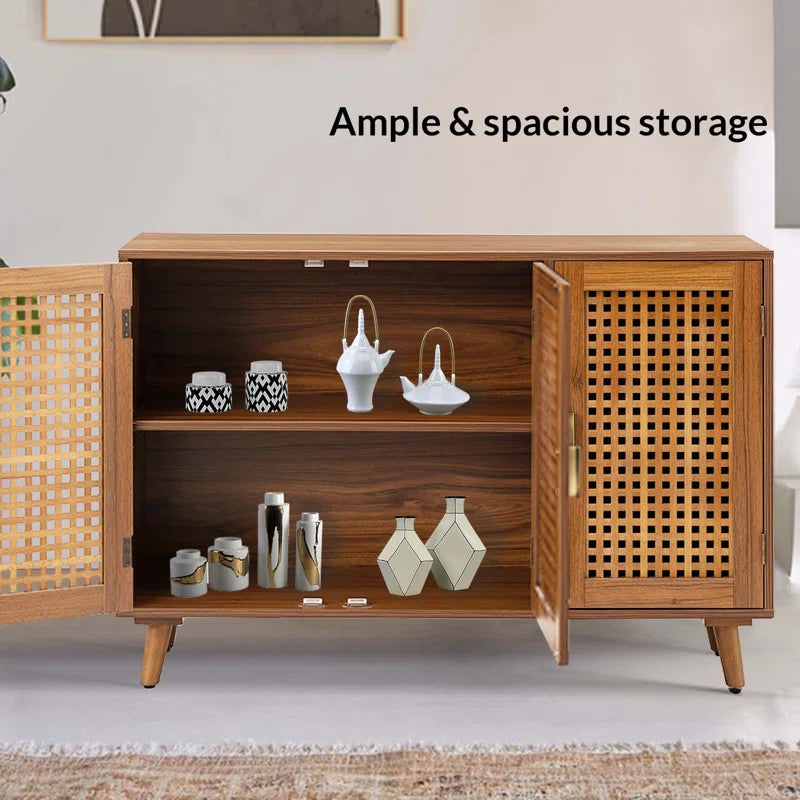 Aulbrey 44 Inch Wide Lattice Doors Sideboard With Storage