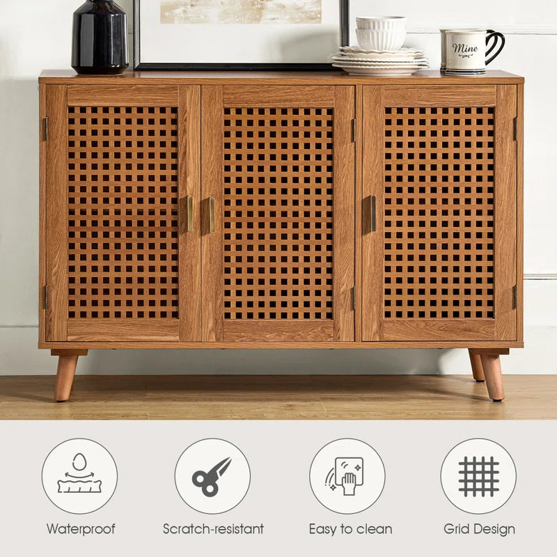 Aulbrey 44 Inch Wide Lattice Doors Sideboard With Storage