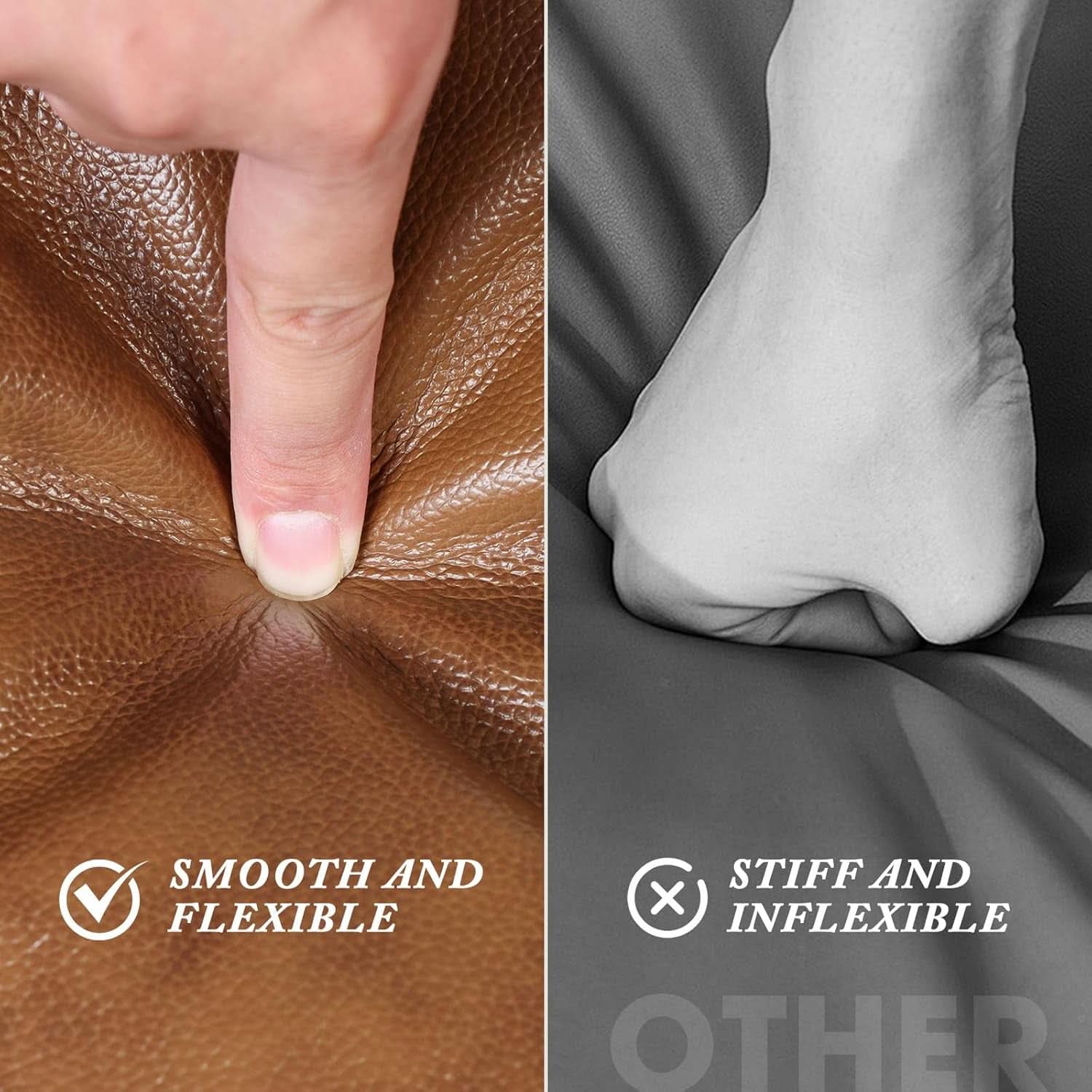Authentic Brown Leather Ottoman Square Memory Foam