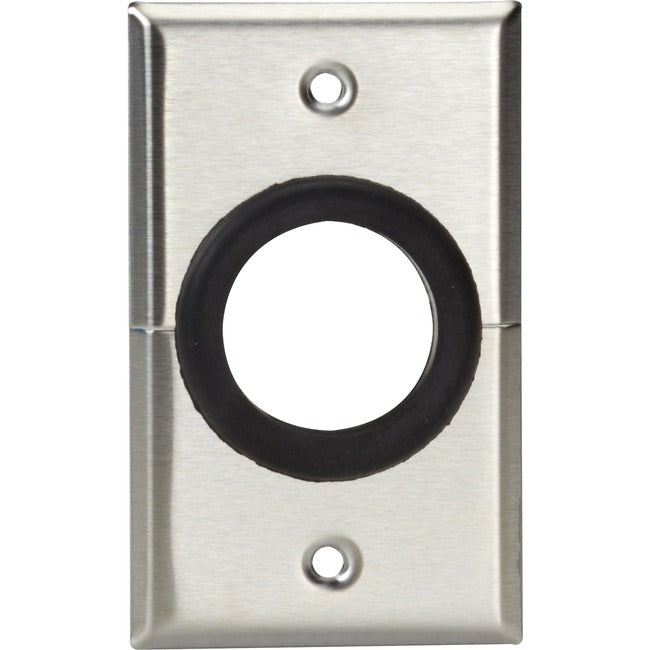 Av Split Wallplate - Stainless Steel, 1-1/2" Rubber Grommet, Gsa, Taa