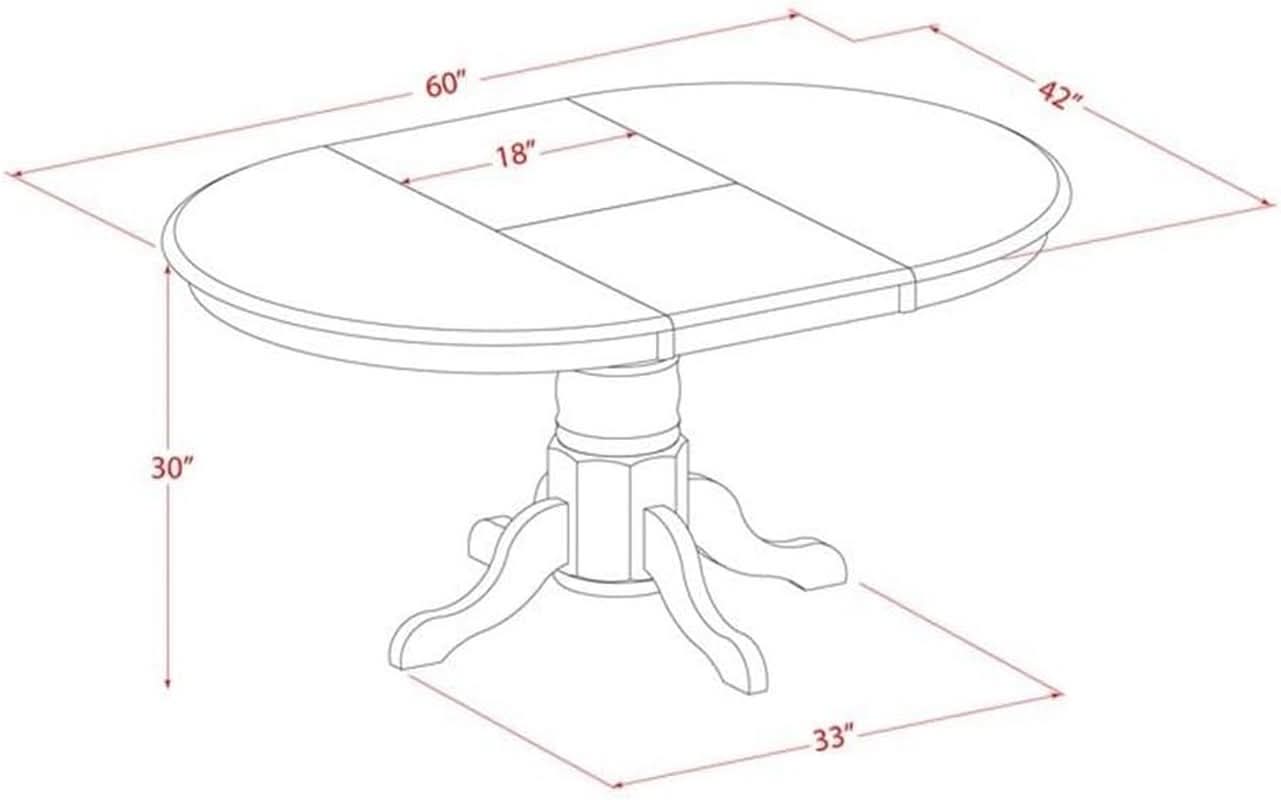 Avon Oval Dining Table 42x60 Linen White Butterfly Leaf