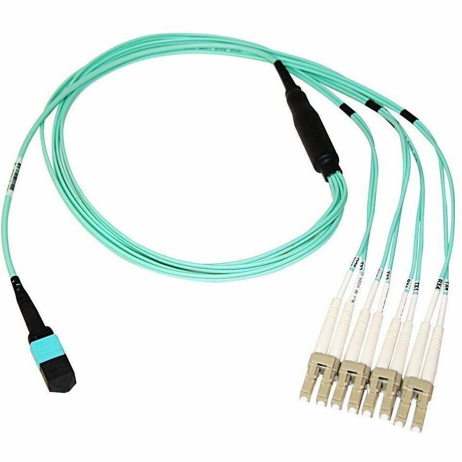 Axiom MPO Female to 4 LC Multimode OM3 50/125 Fiber Breakout Cable 8m - TAA Compliant -