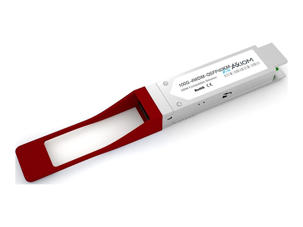 Axiom - QSFP28 transceiver module (equivalent to: Extreme 100G-4WDM-QSFP40KM) - 100 GigE optical - 100GBase-ER4 - LC Duplex single-mode 100G-4WDM-QSFP40KM-AX
