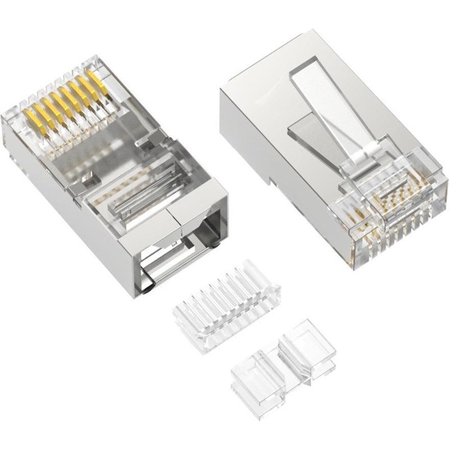 Axiom RJ45 Cat.6a Shielded Plug, 3pc Type, Solid/Stranded Wire, 50 ...