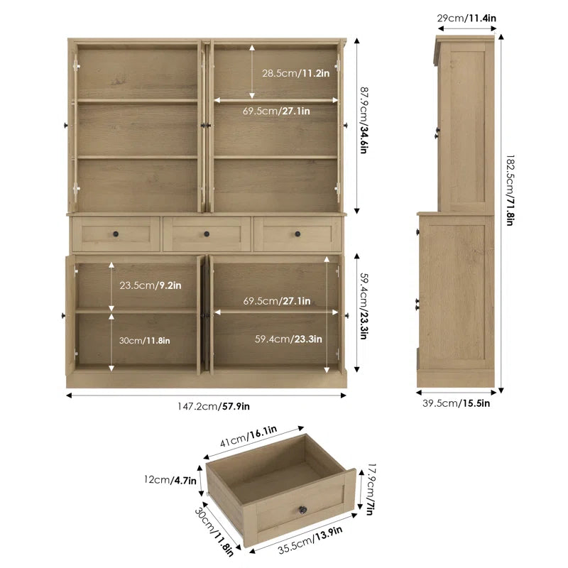Ayni Eco Friendly Pantry Cabinet With Three Drawers