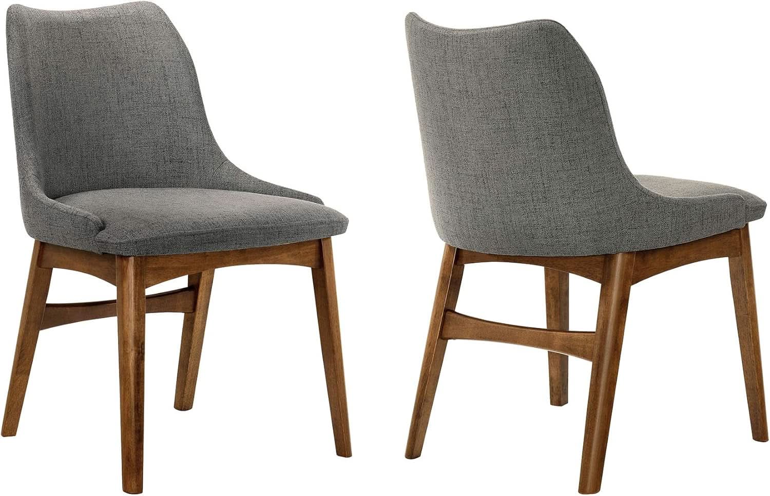 Azalea Charcoal Fabric Wood Dining Side Chairs 19 Inch Seat Height