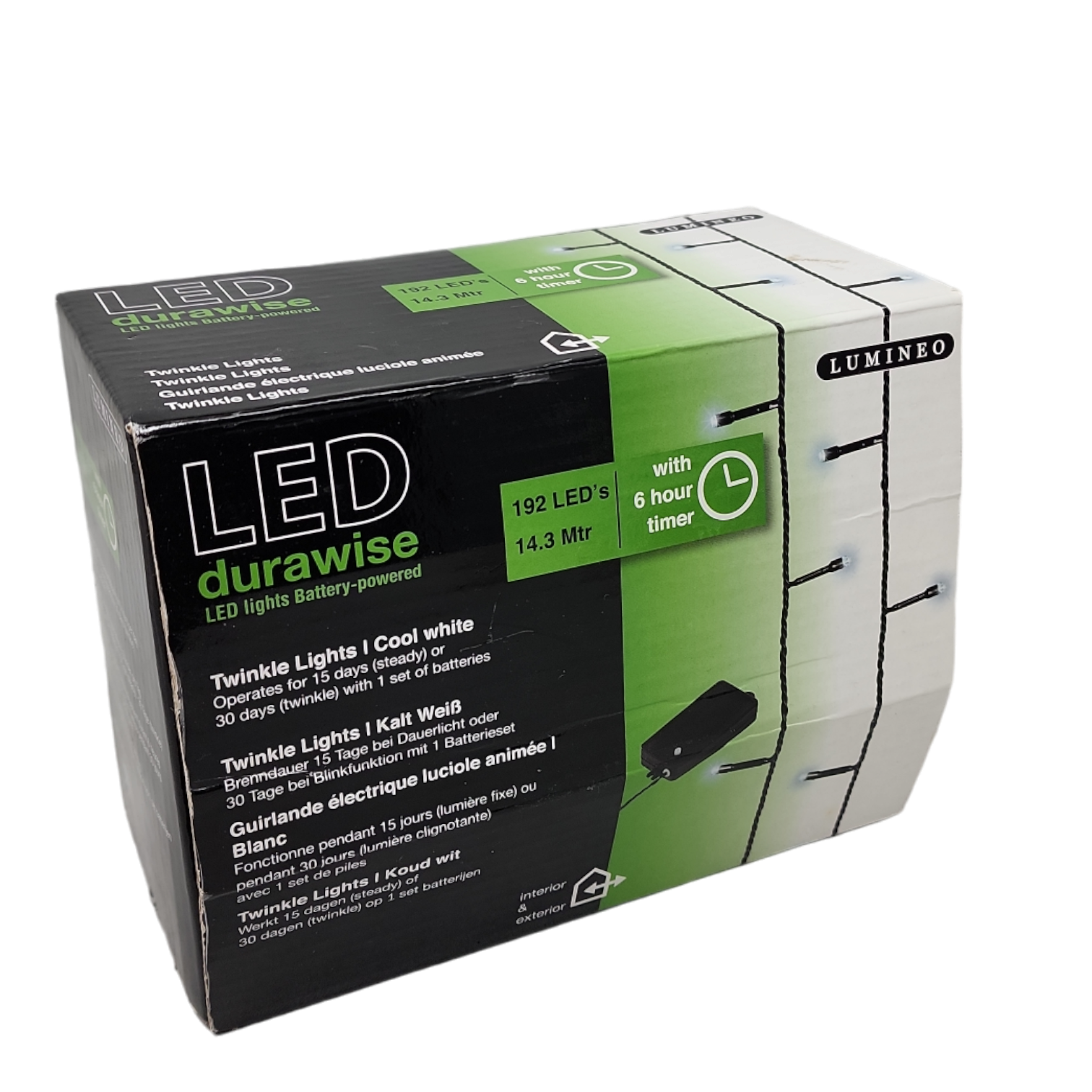 B/O LED Twinkle Lights - Cool White/Black 192 Lights