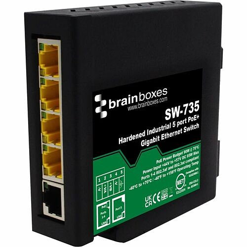 BRAINBOXES SW-735 Automatic PoE Power Supply for Industrial CCTV