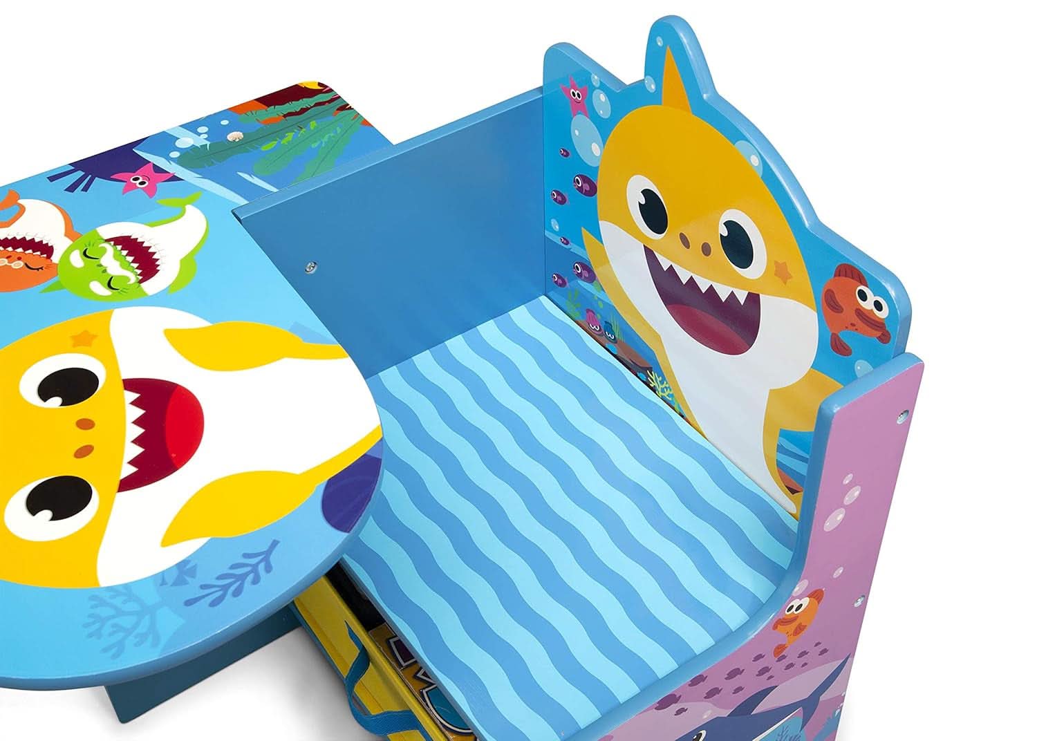 Baby Shark Kids Desk Chair With Storage Bin For Learning