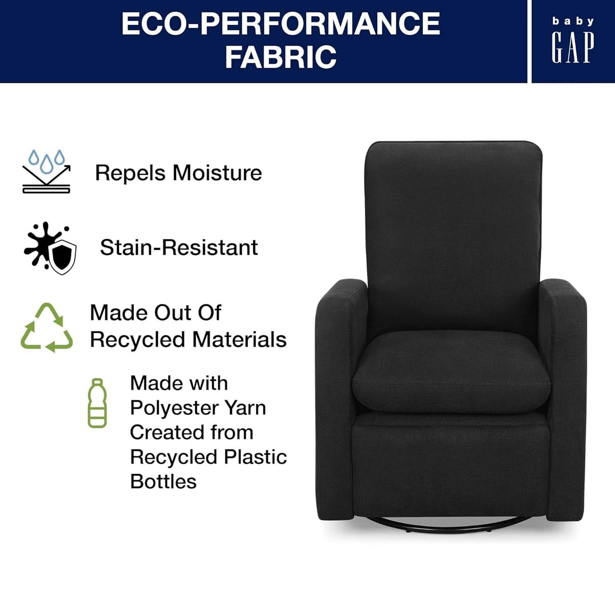 Babygap Cloud Recliner Jet Black LiveSmart Evolve Fabric