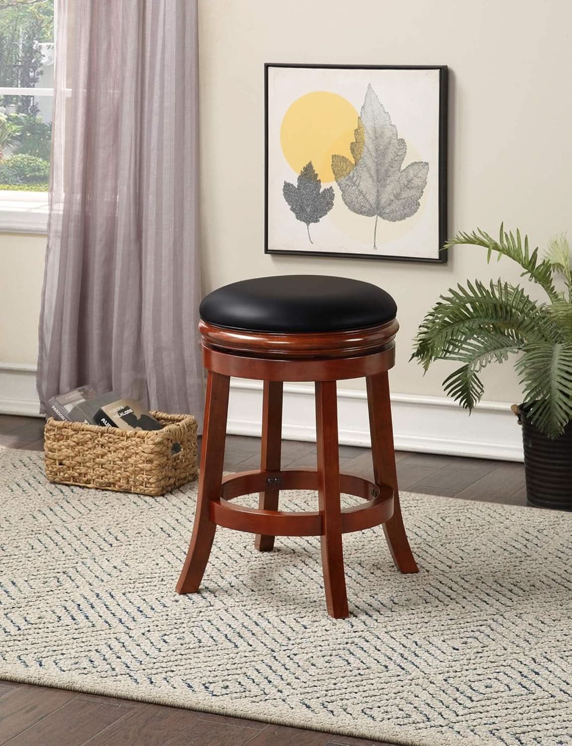 Backless Counter Height Bar Stool 24 Inch Cherry Color
