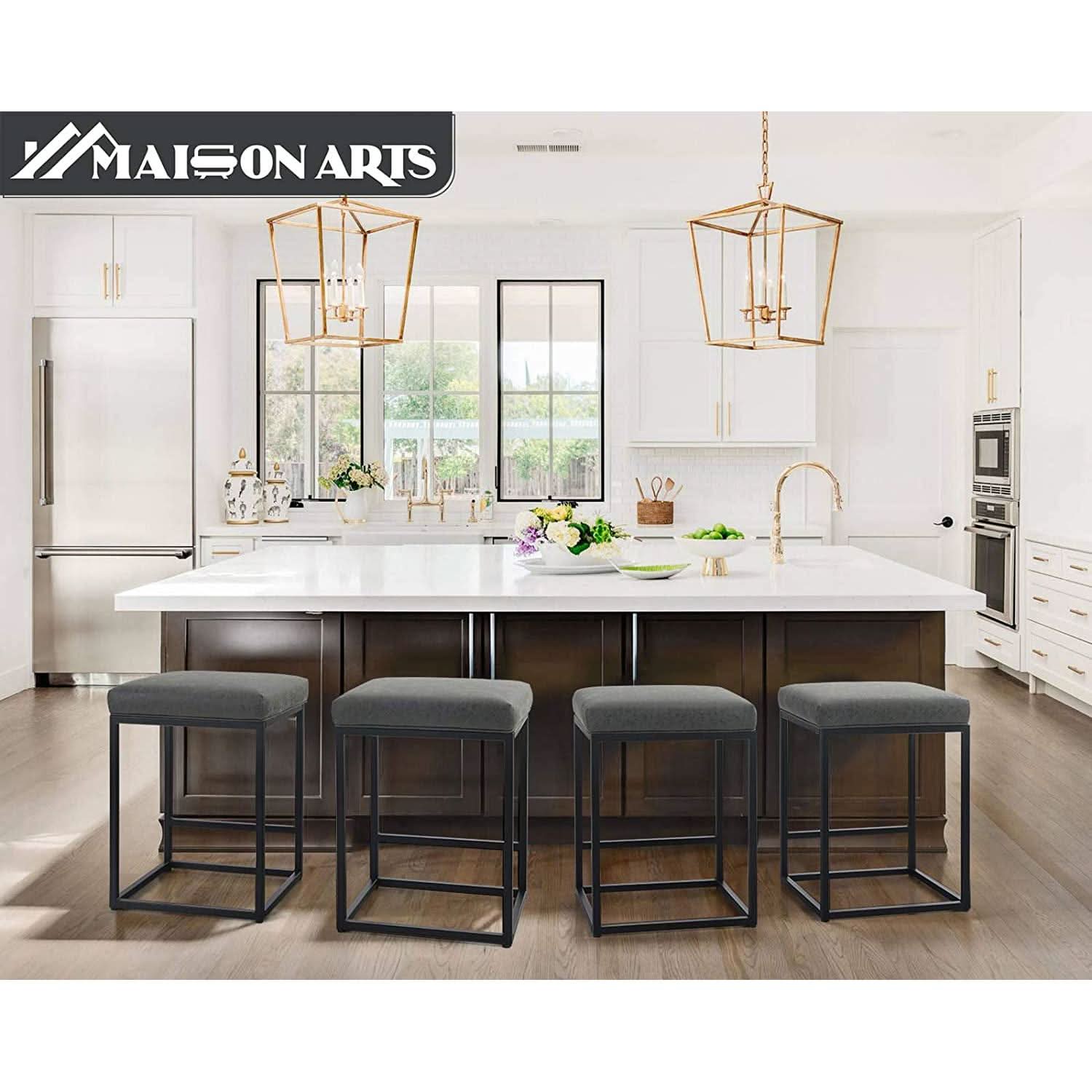 Backless Industrial Barstools Cushioned Seats Set Of 2