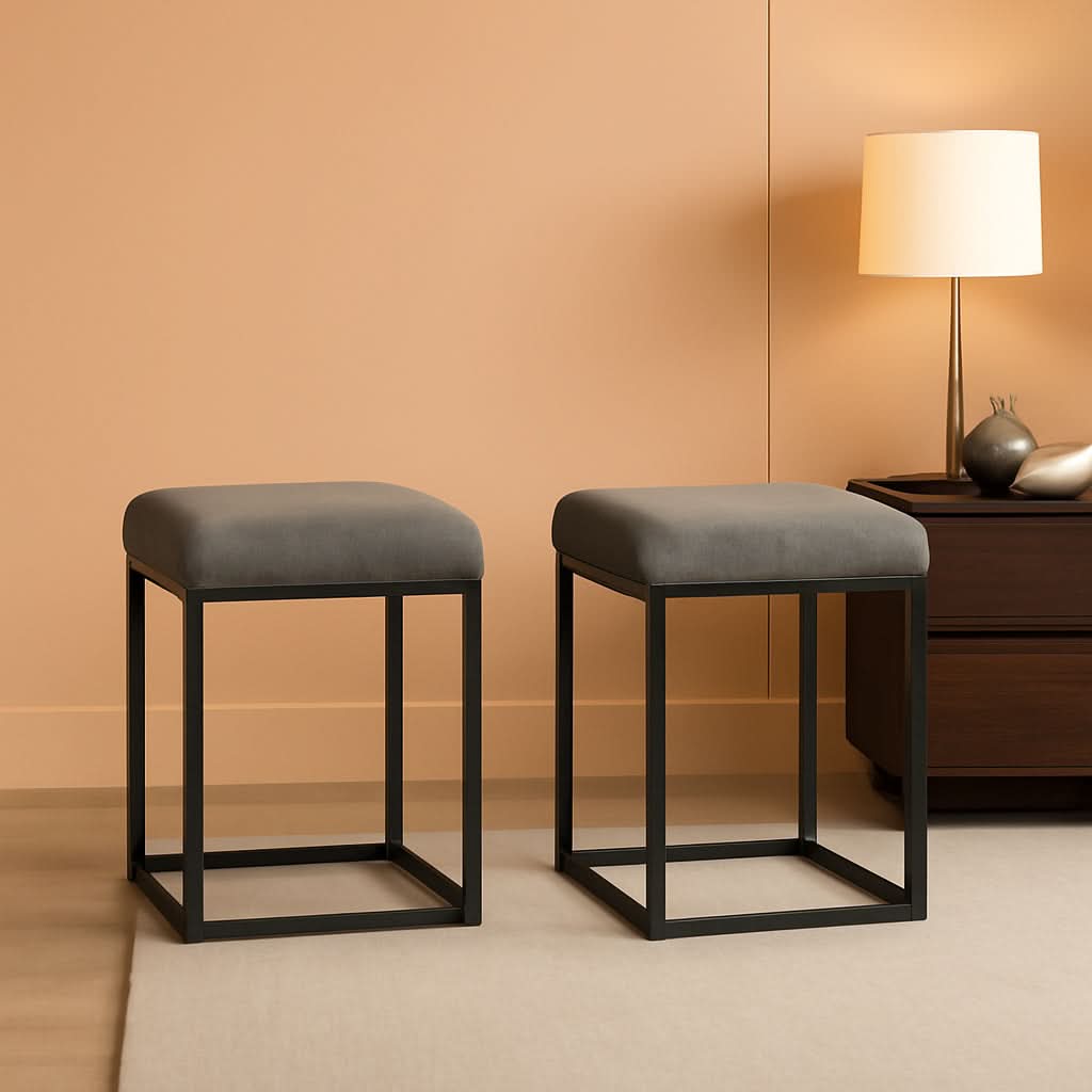 Backless Industrial Barstools Cushioned Seats Set Of 2