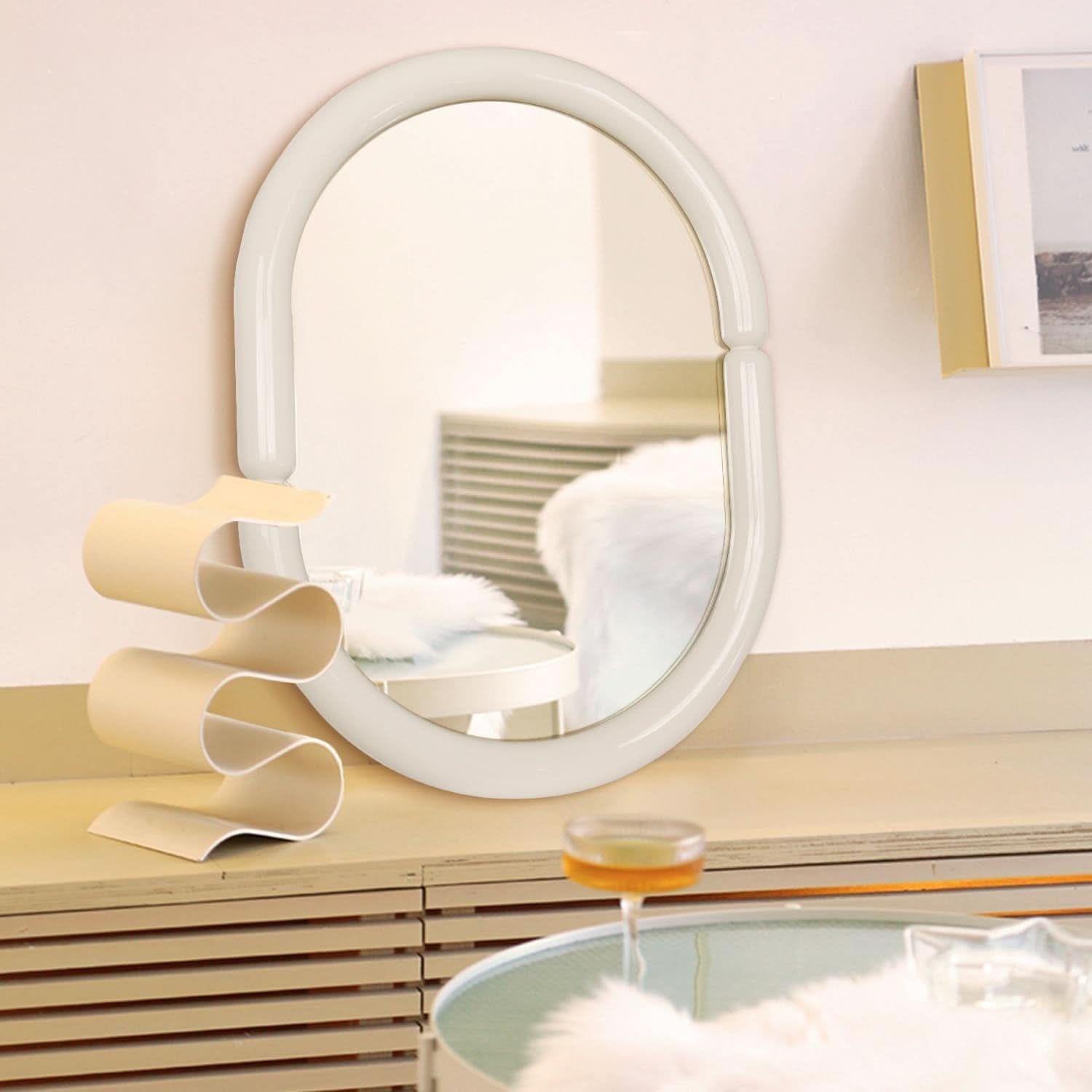 Bagel Shaped Wall Mirror Cream White 32x23 Candy Color