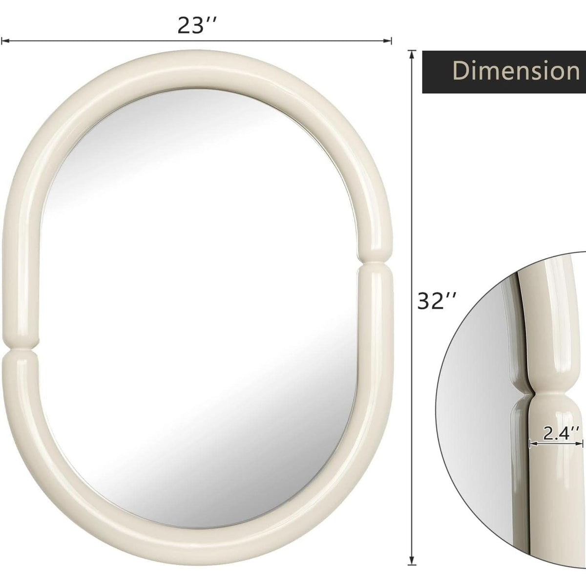 Bagel Shaped Wall Mirror Cream White 32x23 Candy Color