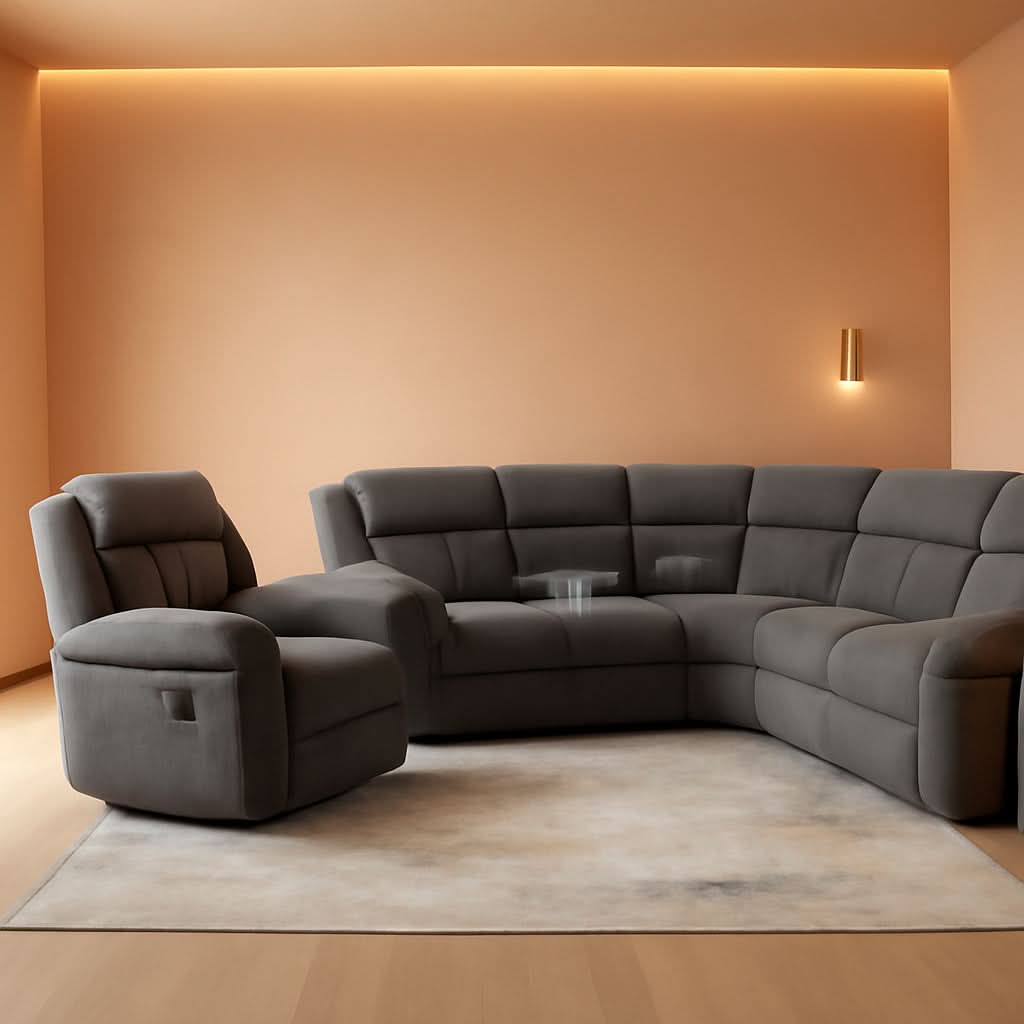Bahrain 6 Piece Charcoal Motion Sectional Sofa Living Room