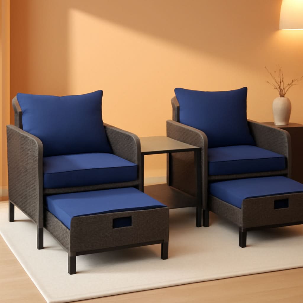 Balcony Outdoor 5 Piece Patio Conversation Set Wicker Brown