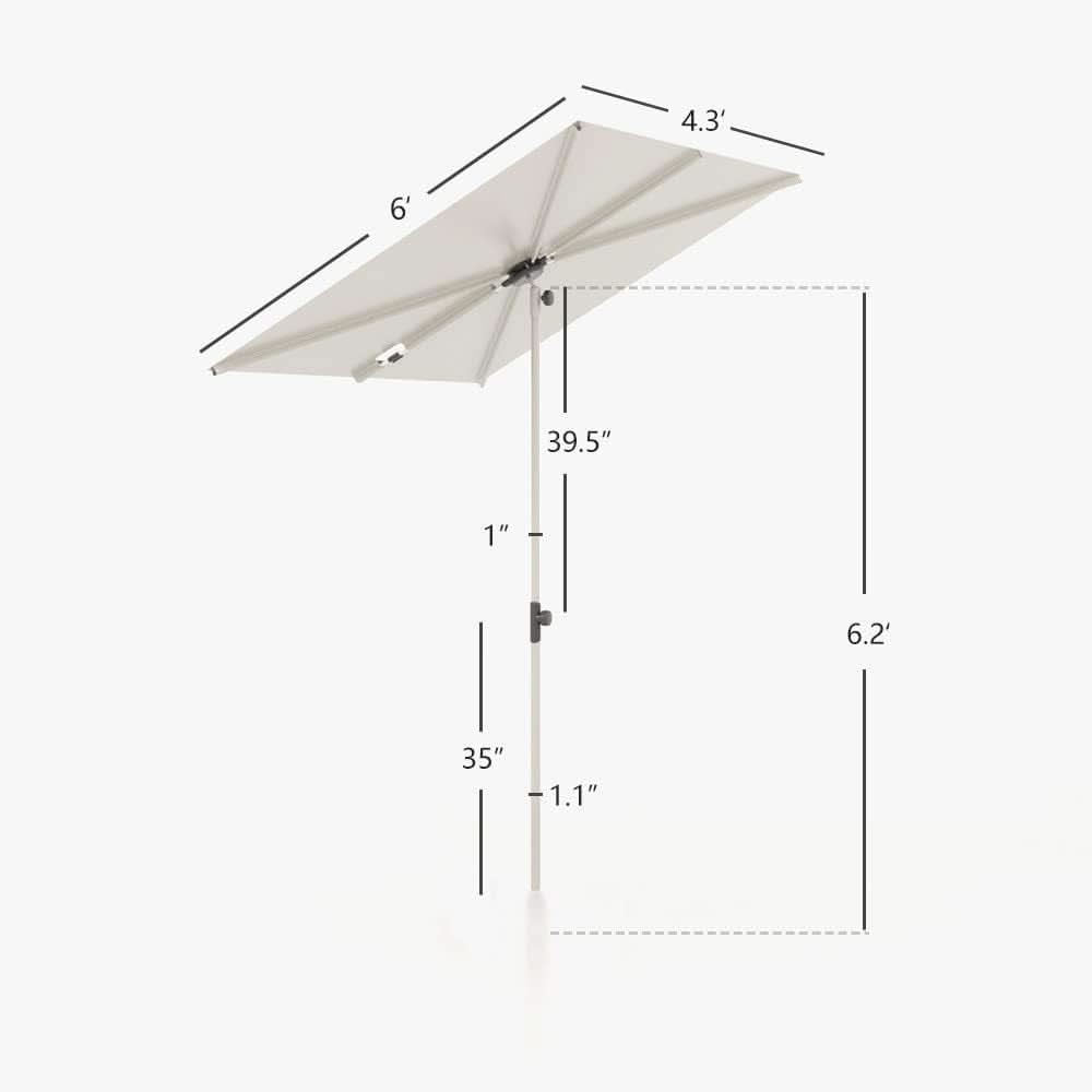 Balcony Umbrella 6x4 Ft Beige Canopy Shade 360 Rotation