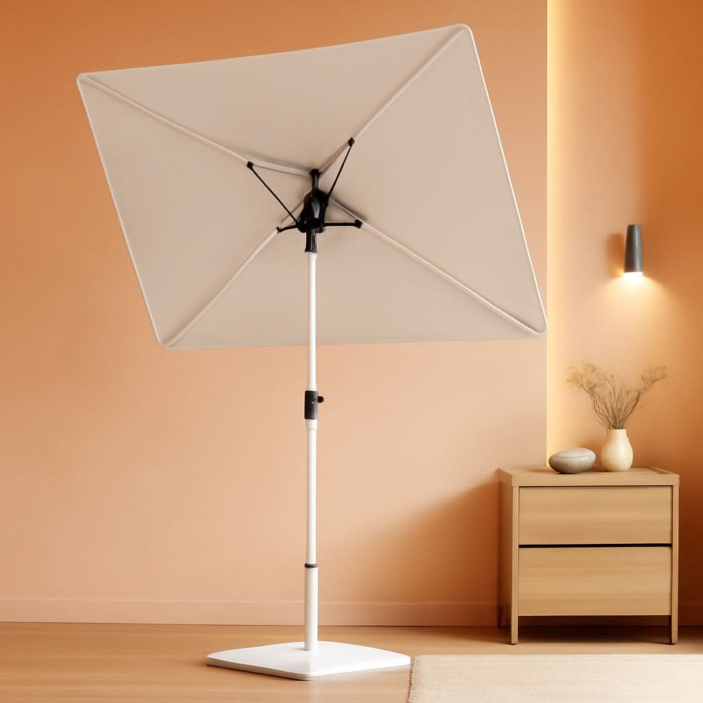 Balcony Umbrella 6x4 Ft Beige Canopy Shade 360 Rotation