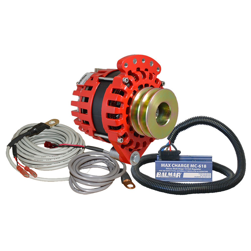 Balmar Alternator 1-2" Single Foot Dual V Pulley Regulator &amp; Temp Sensor - 170A Kit -