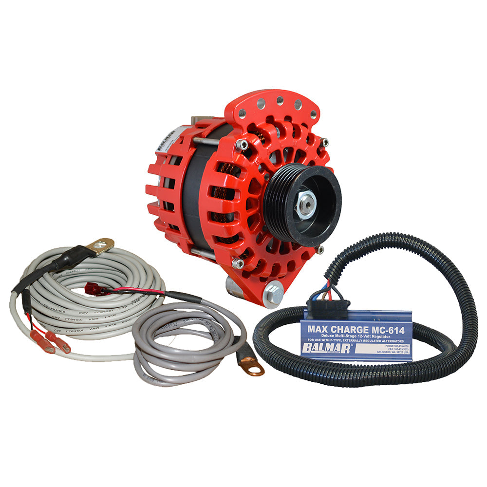 Balmar Alternator 1-2" Single Foot K6 Serpentine Pulley Regulator &amp; Temp Sensor - 170A