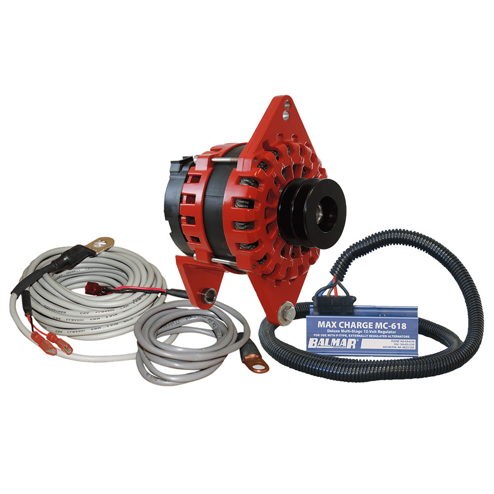 Balmar Alternator 250 AMP Kit 12V 4" Dual Foot Saddle Dual Vee Pulley Regulator &amp; Temp