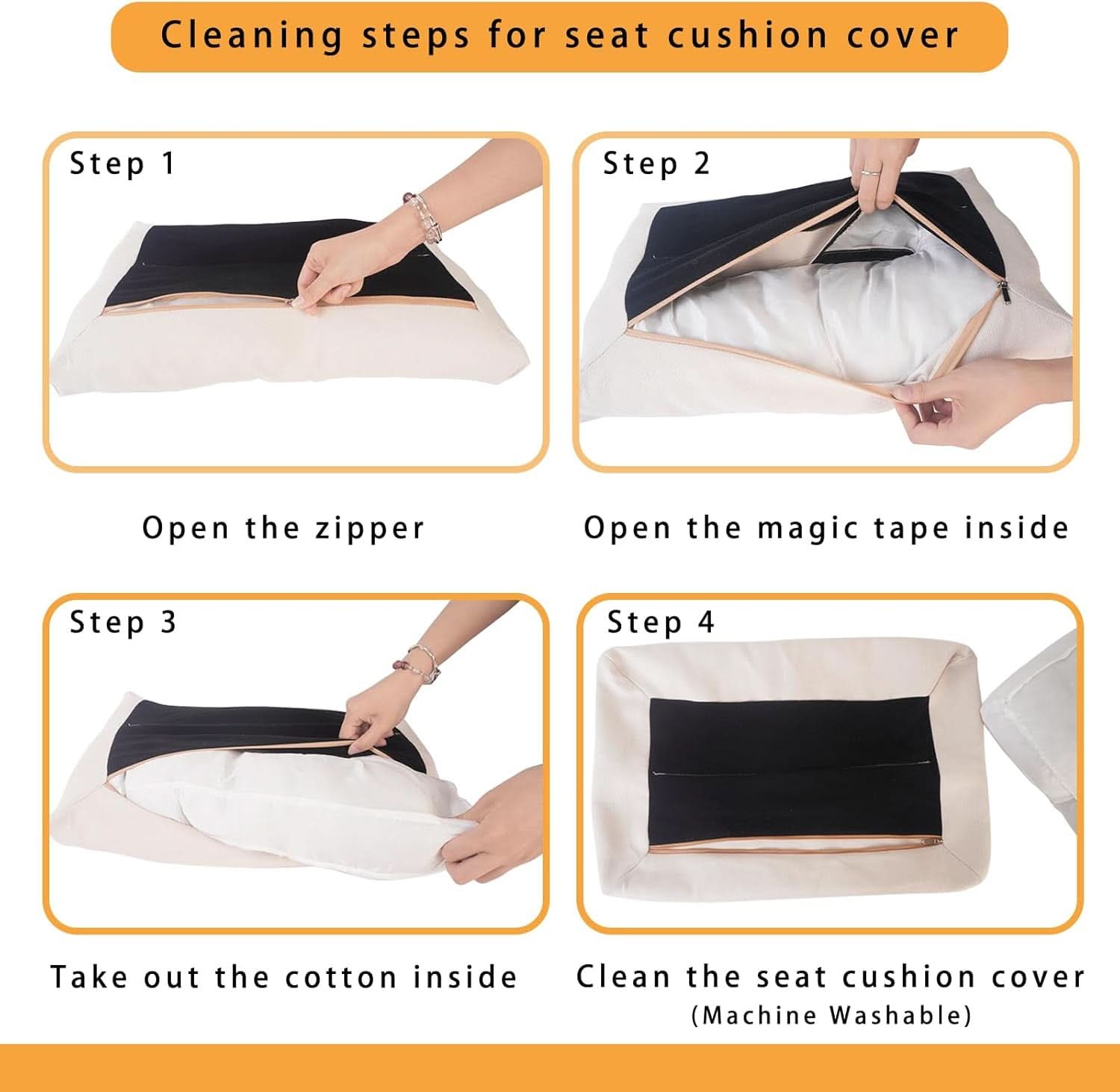 Bamboo Foldable Ottoman Foot Rest Beige Upholstered