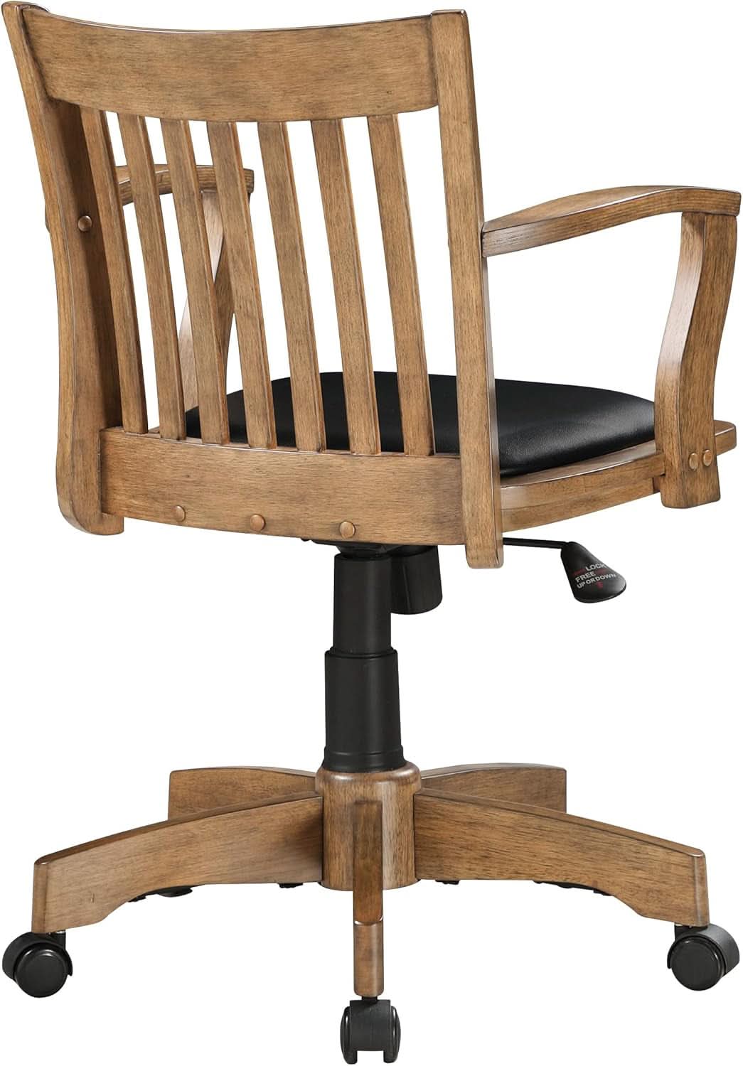 Banker Desk Chair With Padded Seat And Adjustable Height