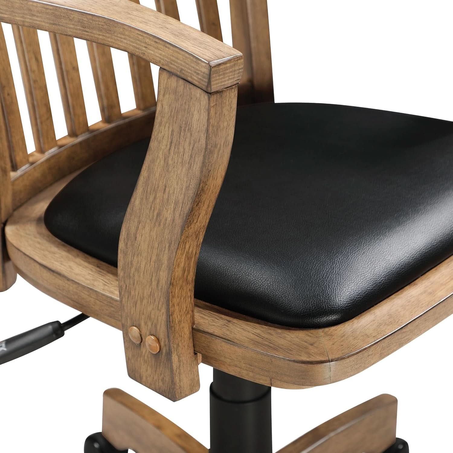 Banker Desk Chair With Padded Seat And Adjustable Height