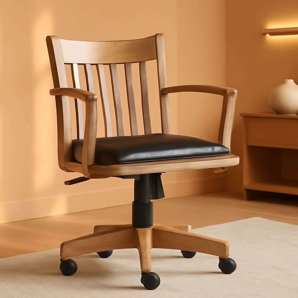 Banker Desk Chair With Padded Seat And Adjustable Height