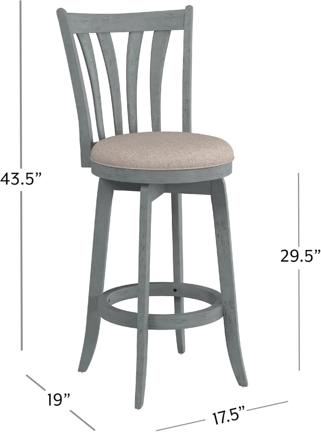 Bar Height Swivel Stool 30 Inch Blue Wire Brush Finish