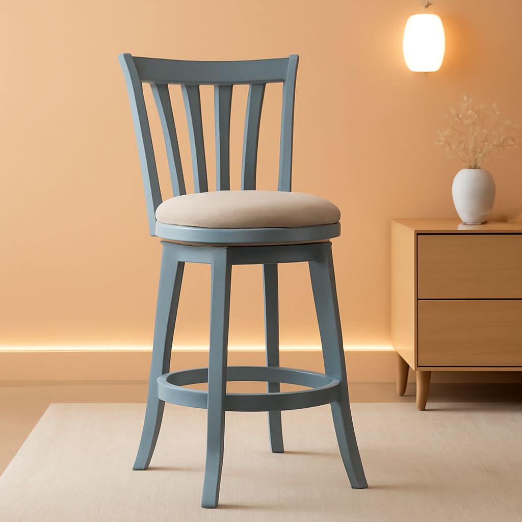 Bar Height Swivel Stool 30 Inch Blue Wire Brush Finish