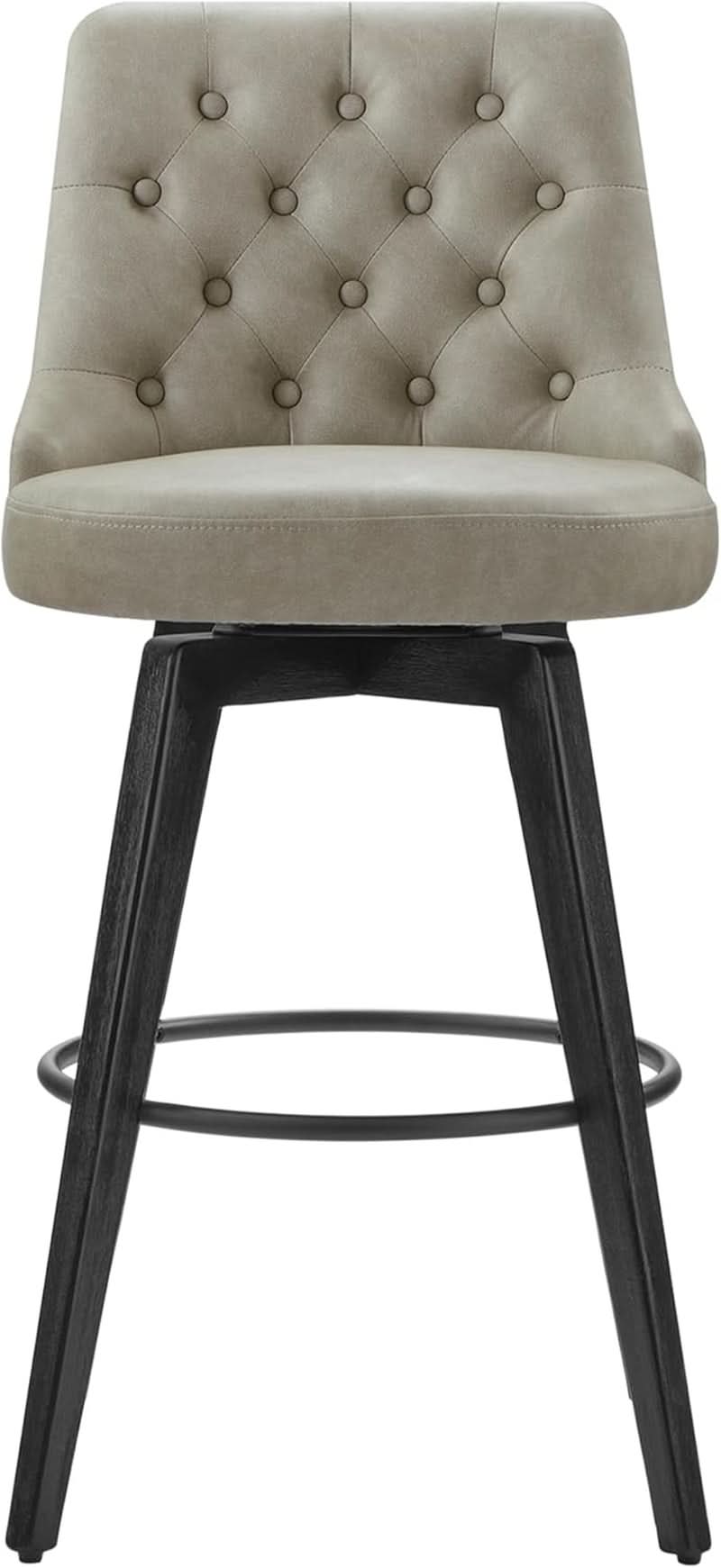 Bar Stool 30 Inch Stone Grey Upholstered 360 Degree Swivel
