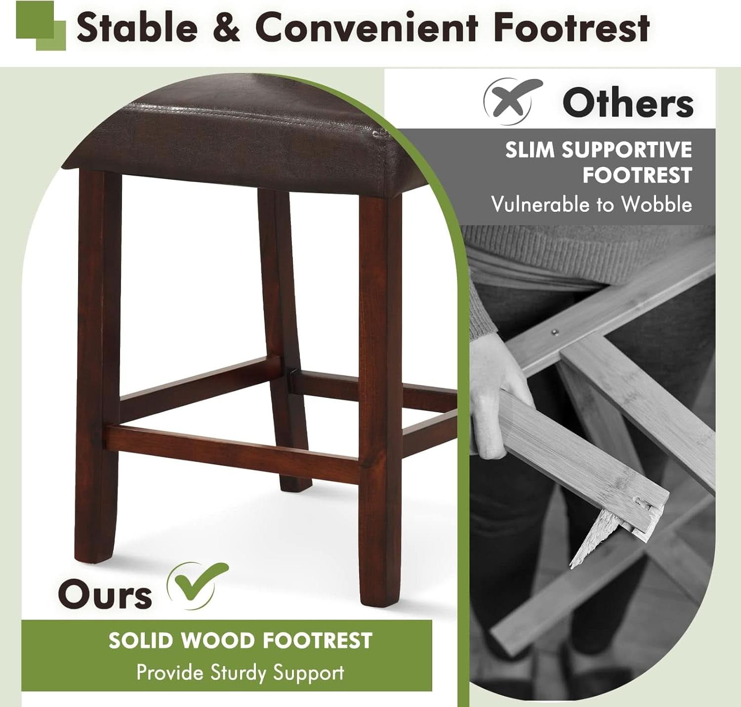 Bar Stool Set of 4 24.5 Inch Counter Height PVC Leather