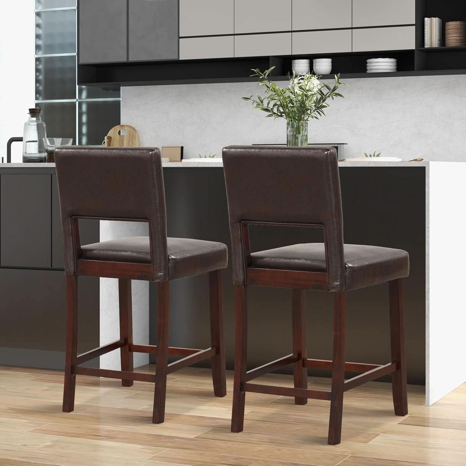 Bar Stool Set of 4 24.5 Inch Counter Height PVC Leather