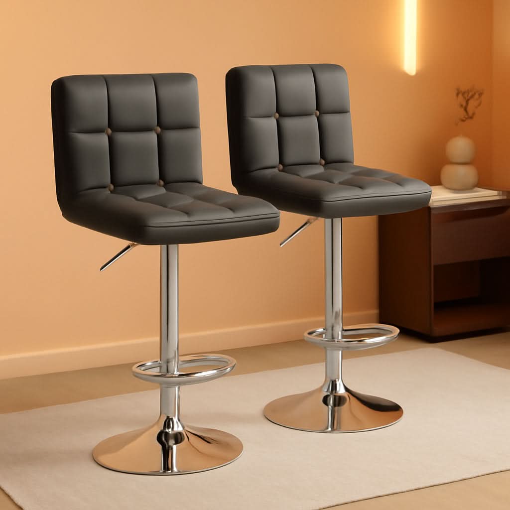 Bar Stools Gray Adjustable Swivel Counter Height 2 Pack