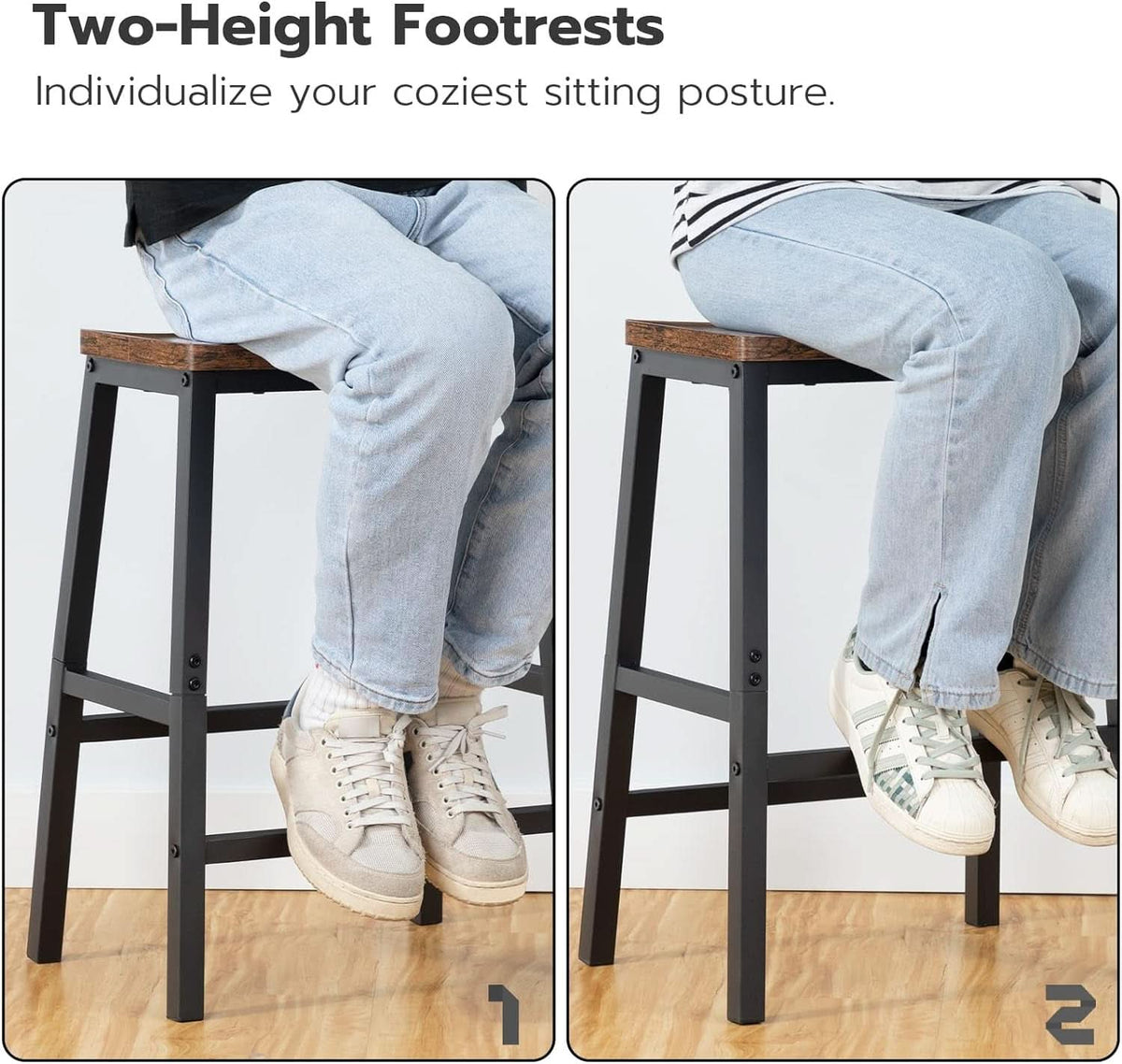 Bar Stools Set Of 2 23.6in Rustic Brown Kitchen Counter