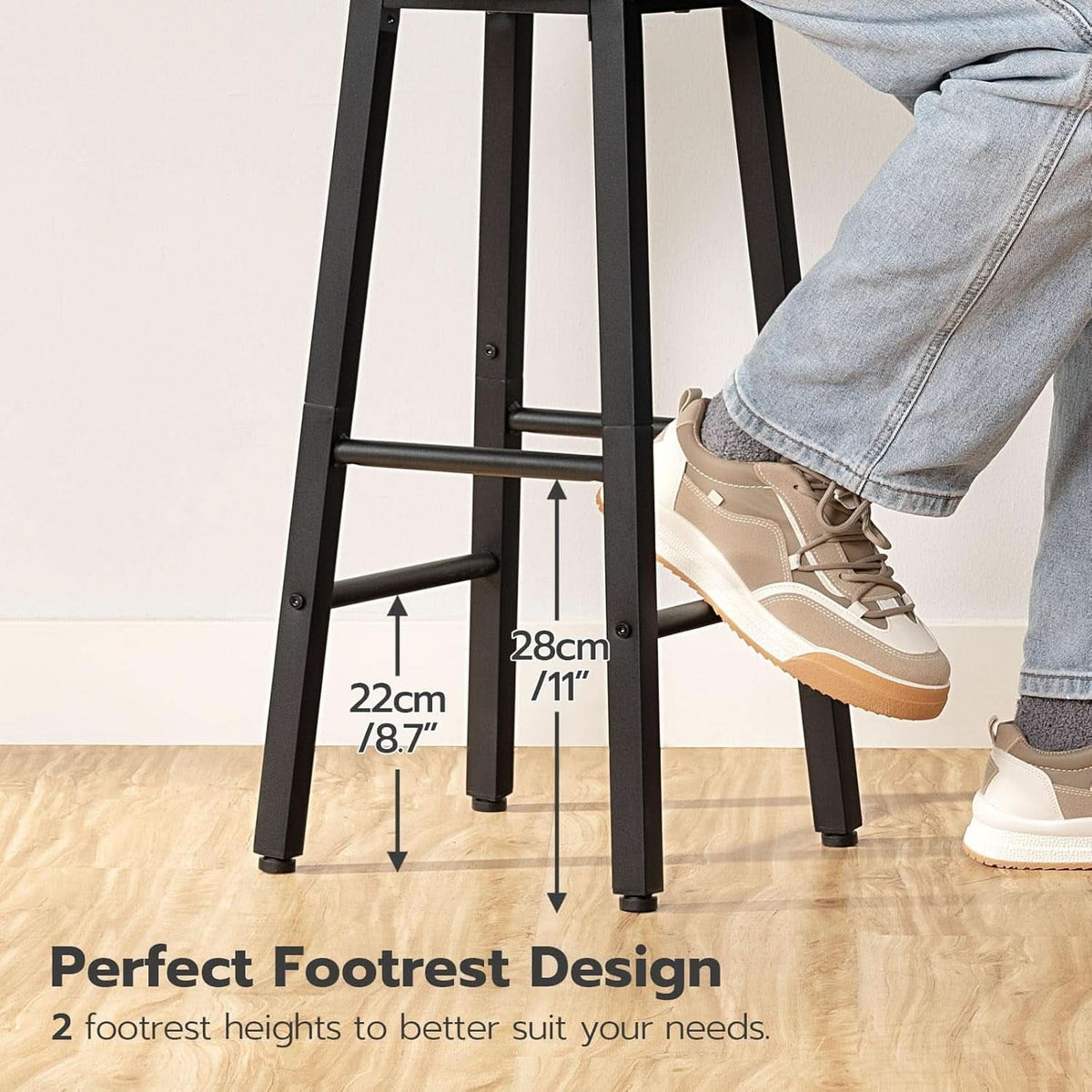 Bar Stools Set Of 2 24.8 Inch Rustic Brown Kitchen Island