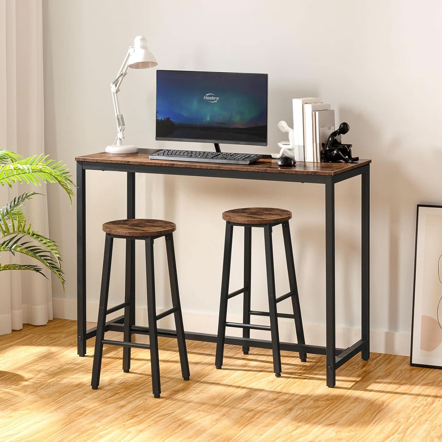Bar Stools Set Of 2 24.8 Inch Rustic Brown Kitchen Island