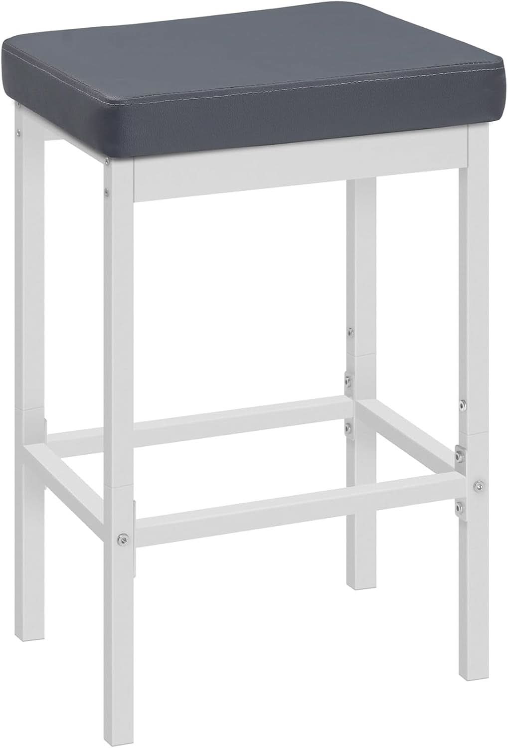 Bar Stools Set Of 2 24.8 Inch Upholstered White Gray