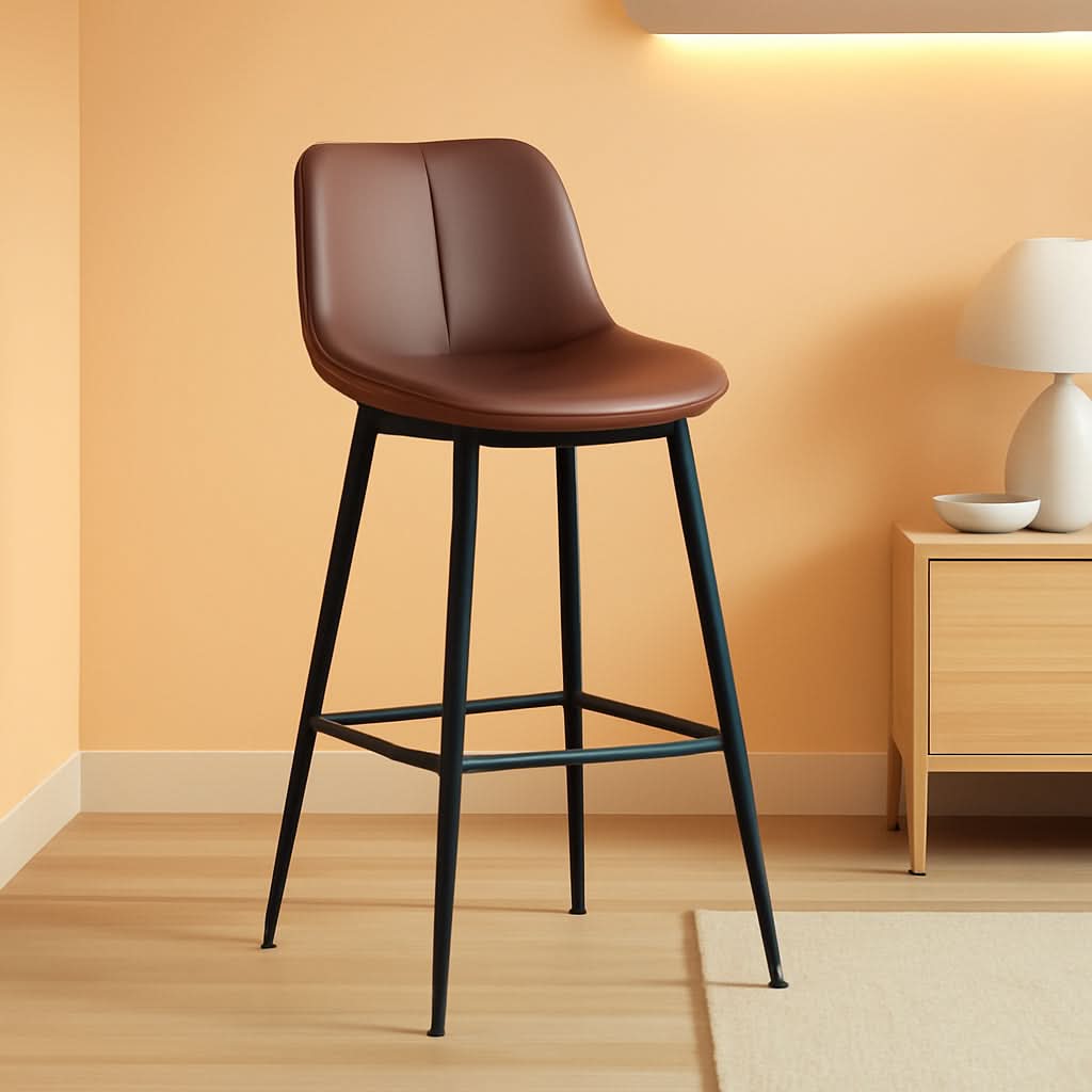 Bar Stools Set Of 2, 28.7 Inch Bar Height With Back, Coffee Brown