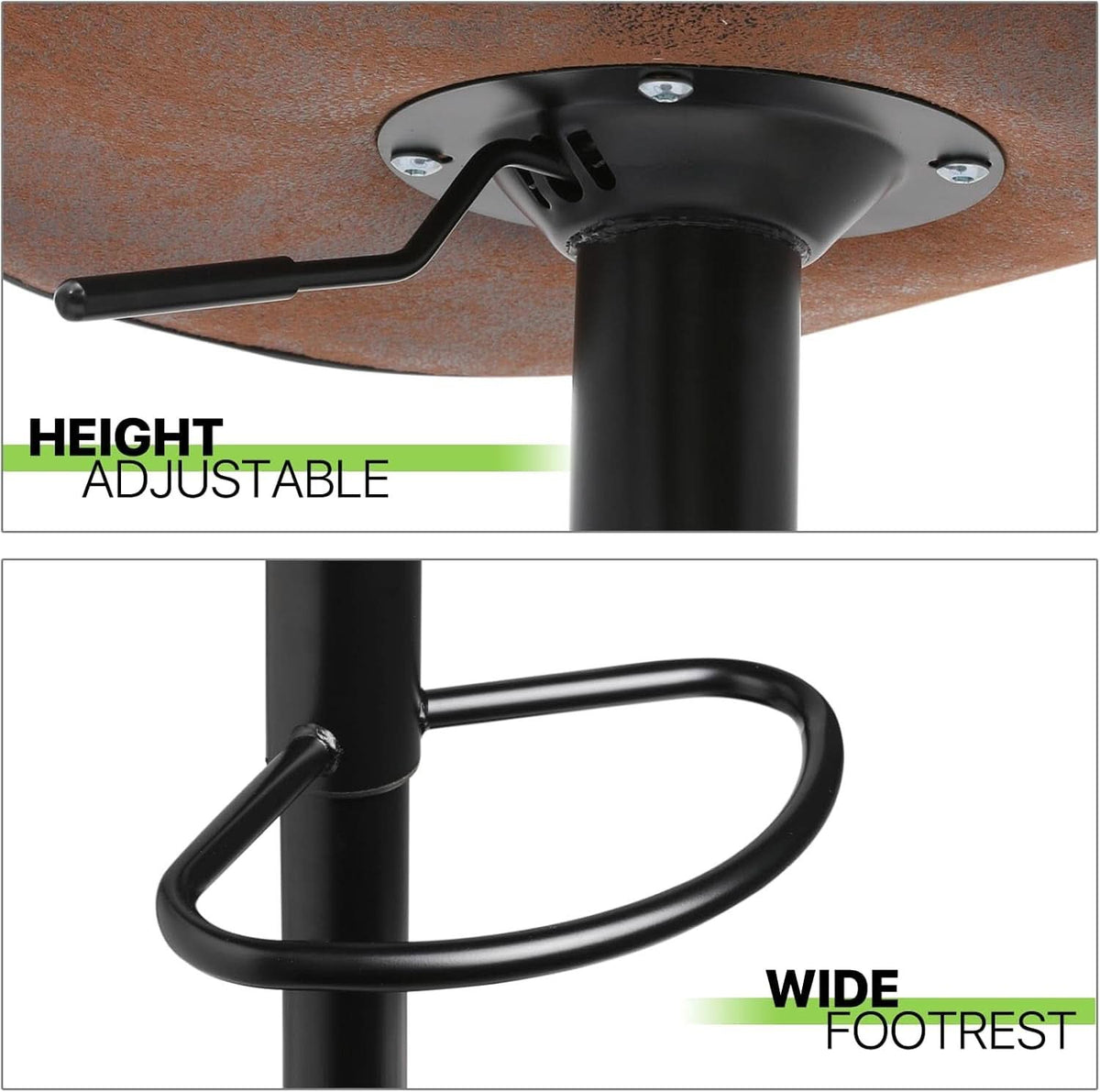 Bar Stools Set Of 2 Adjustable Counter Height PU Leather
