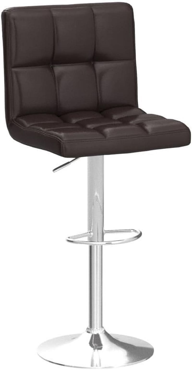 Bar Stools Set Of 2 Adjustable PU Leather Swivel Brown