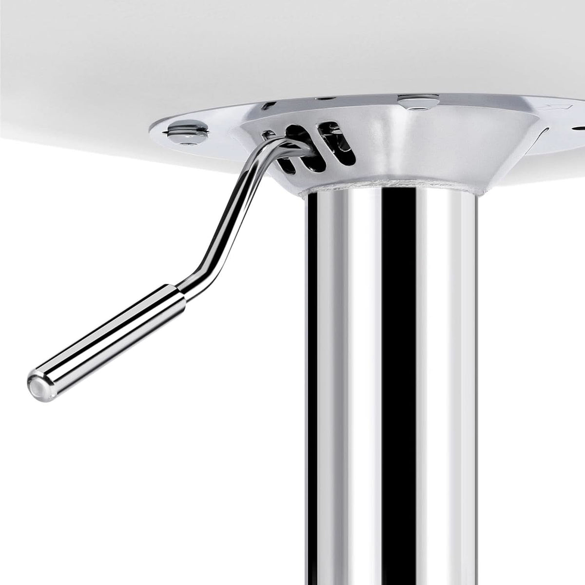 Bar Stools Set Of 2 White PU Leather Adjustable Swivel