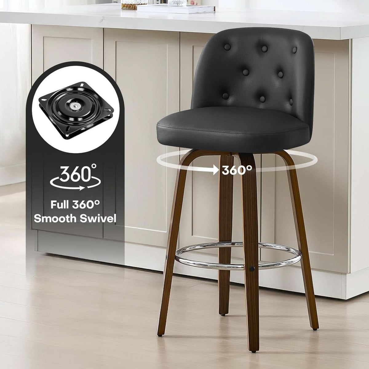 Bar Stools Set Of 4 26 Inch Black Counter Height Swivel