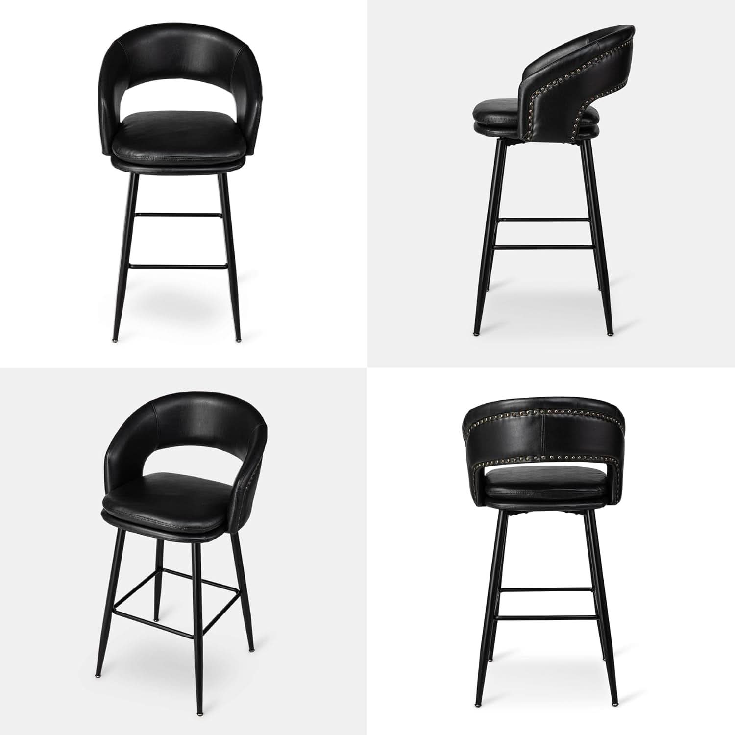 Bar Stools Set Of 4 30 Inch Black Leatherette Dining Bar Chairs