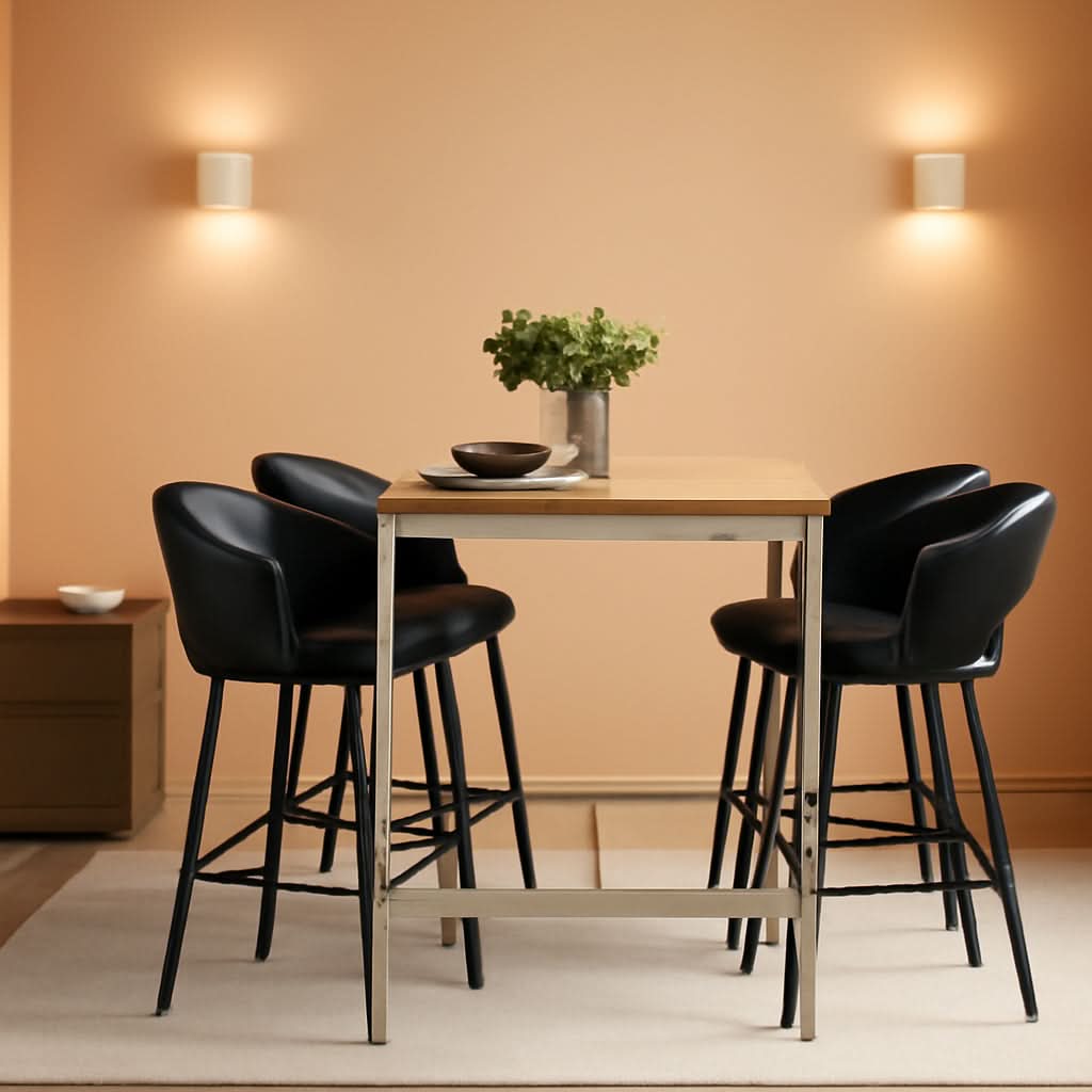 Bar Stools Set Of 4 30 Inch Black Leatherette Dining Bar Chairs