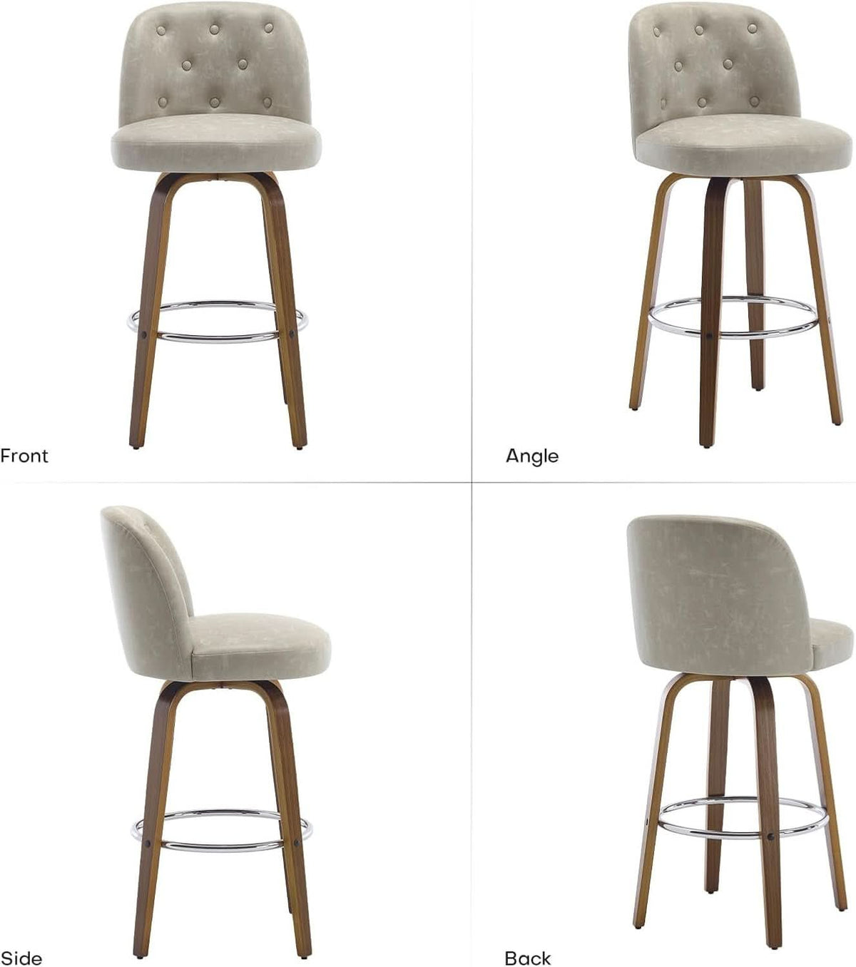 Bar Stools Set Of Four 26 Inch Counter Height Swivel With Back Griege