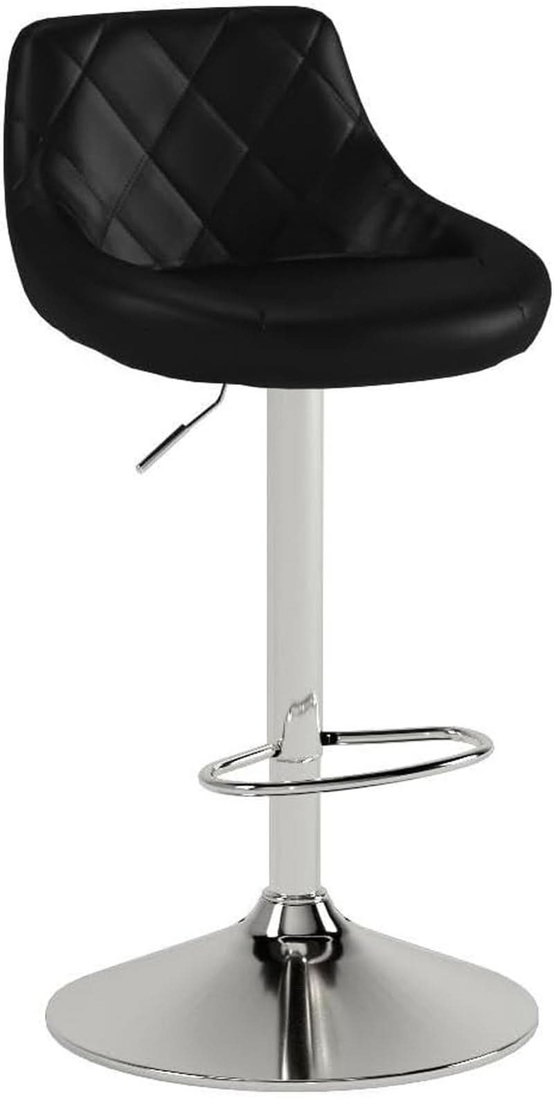 Bar Stools Set of 2 Adjustable Swivel Black Counter Height